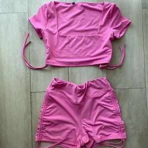 Oh Polly boo tee line workout set in pink SOLD OUT